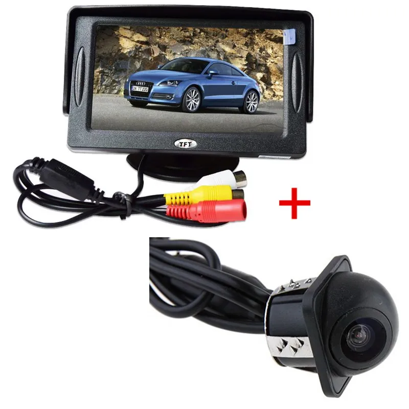 Monitor and E318 Цветной TFT ЖК-монитор XYCING 4,3 дюйма, 480x272 пикселей, Автомобильный солнцезащитный экран заднего вида для камеры заднего вида, DVD VCD - Цвет: Monitor and E318