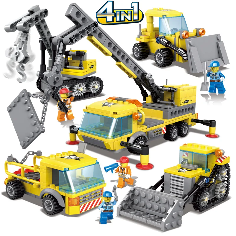 

457pcs City Construction Engineering Vehicles Model Building Blocks Compatible city excavator DIY blocks bricks Children Boy Toy