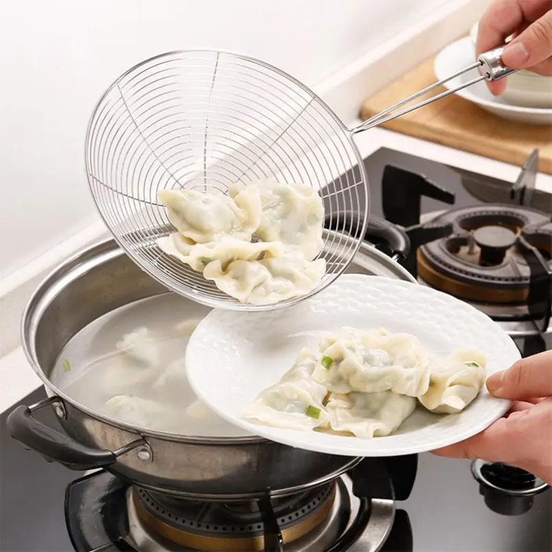 

Stainless Steel Long Handle Filter Spoon Mesh Hollow Net Strainer