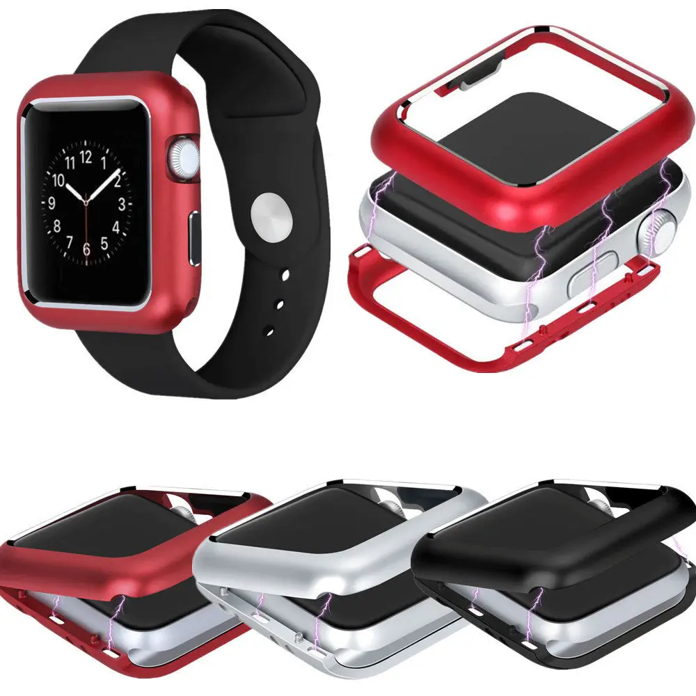 

Quality Slim 38mm 42mm Magnetic Aluminum Metal Frame Alloy Protector Cover Case for Apple Watch Bands iWatch Series 2 3 4