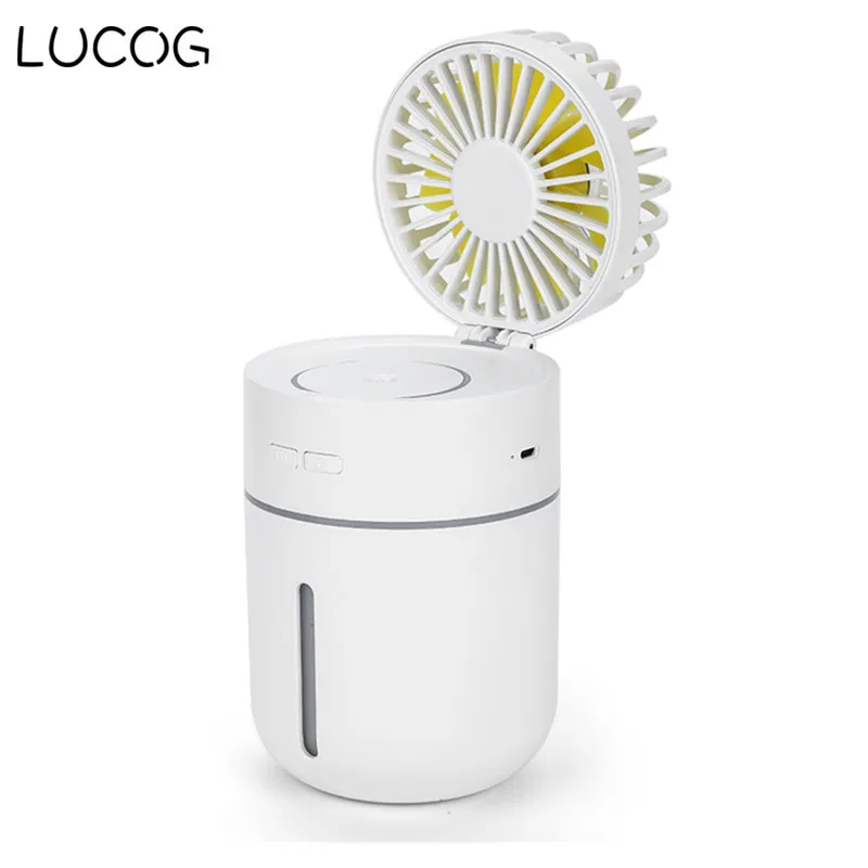 

LUCOG 2000mA Fan with Air Humidifier 7Color Night Light Aroma Essential Oil Diffuser ventilador Portable Table Fan
