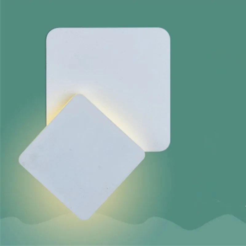 

LED square rotating simple indoor lighting home living room kitchen study bedroom bedside office staircase balcony wall lamp