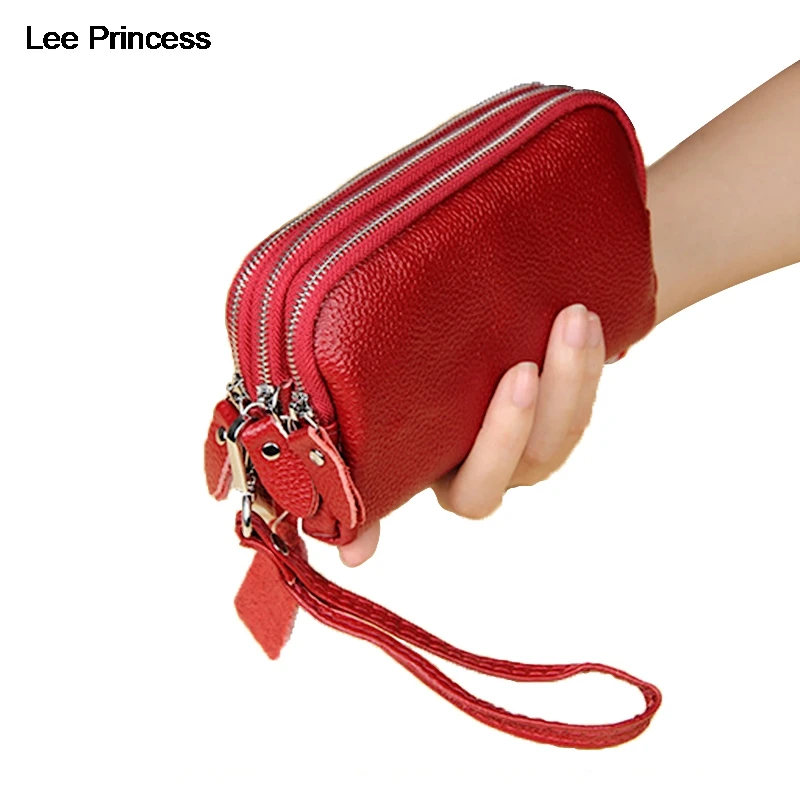 Lee Princess сумка для телефона клатч женские кошельки натуральная кожа красный