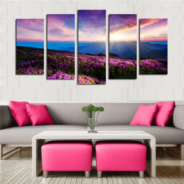 Без рамы 5 шт. Красочные цветы пейзаж принт живопись на холсте Wall Art для декора