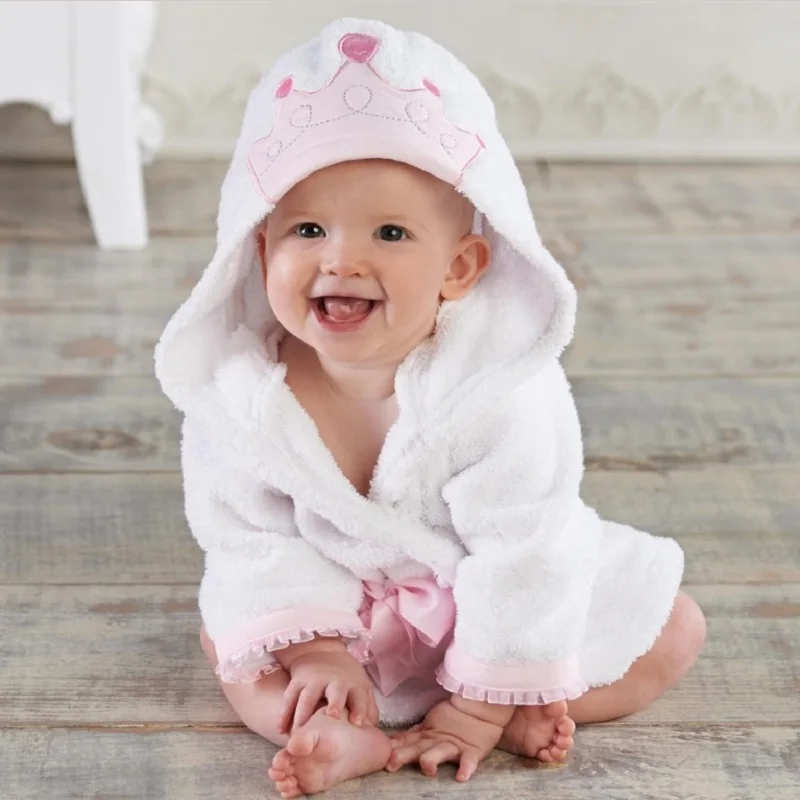 Hooyi-serviette de bain couronne princesse | Pour enfants, couvertures pour nouveau-nés, peignoir de bain à capuche pour bébés