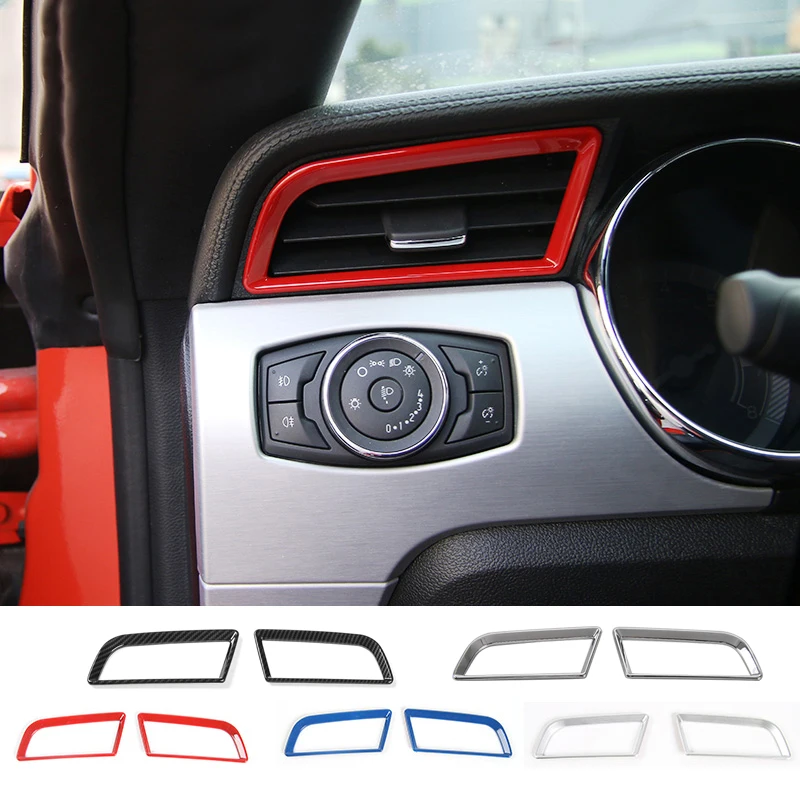 

SHINEKA 2Pcs/set Car Dashboard Left and Right Air Vent Outlet Frame Trim Cover Styling Fit Accessories for Ford Mustang 2015+