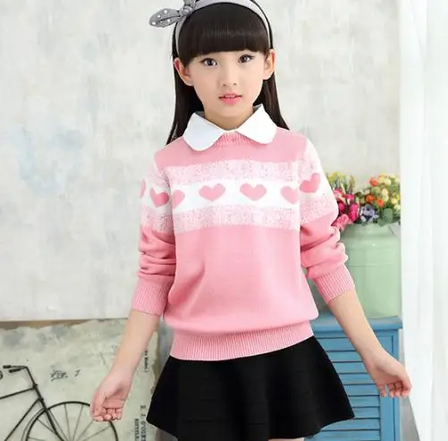 sweater pink Осень/Зима Свитер для девочки детский свитер детская одежда вязаная одежда подходит для роста 110 см до 160 см 919 - Цвет: sweater pink