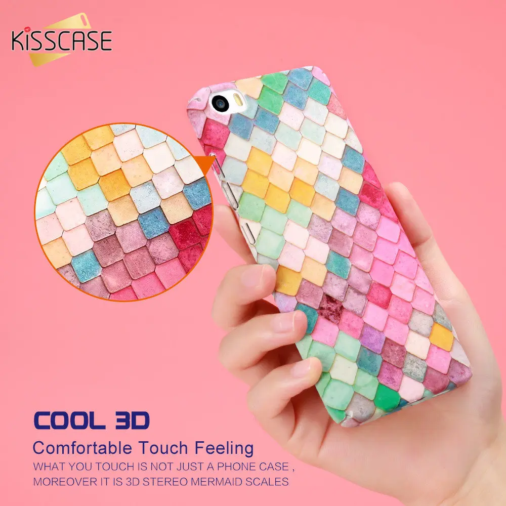 KISSCASE For Xiaomi Mi 5 6 Case Fashion Colorful 3D Scales Hard PC Plastic Phone Cases Huawei P10 P9 Plus Cover |