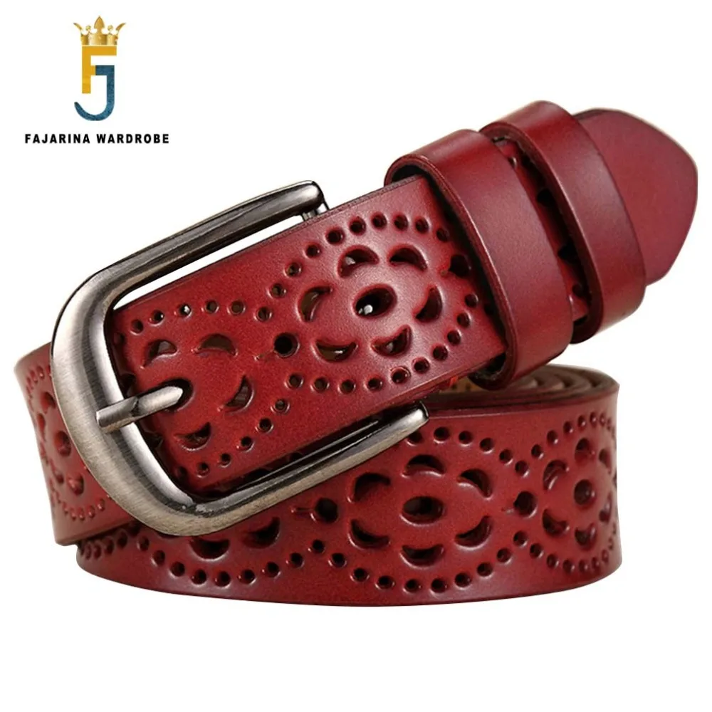 FAJARINA Ladies Fashion Design Quality Cow Skin Leather Retro Styles Decorative All-match Hollow Belts for Women N17FJ128