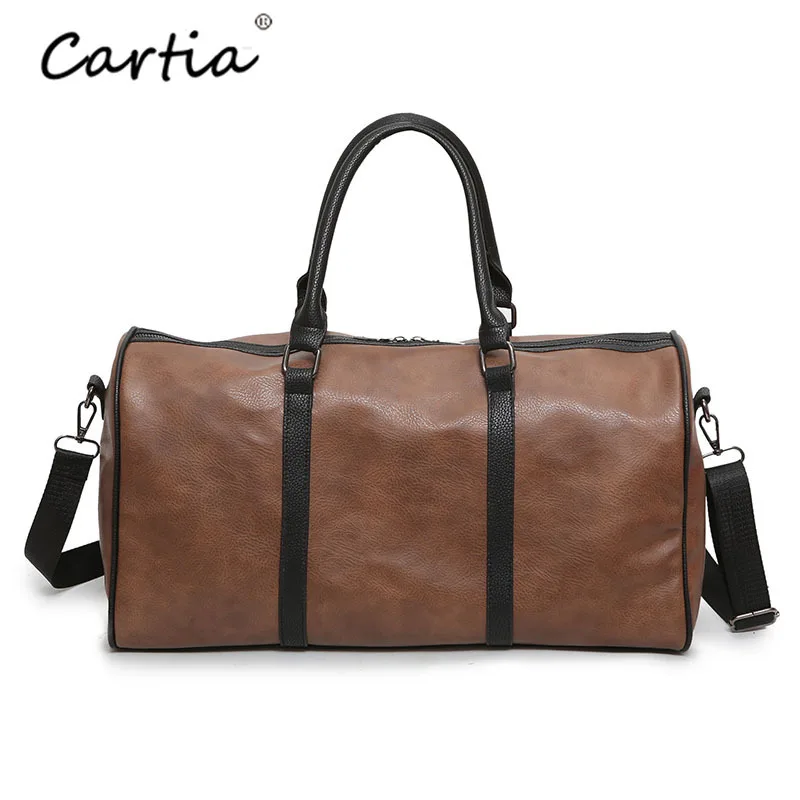 

PU Leather Travel Bag Men Casual Reisetasche Luggage Travel Shoulder Crossbody Package Overnight Weekend Bag mochila de viagem