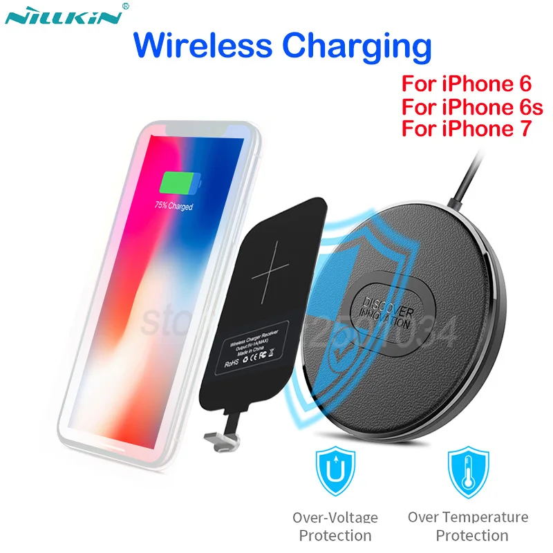 

Nillkin Mini Qi Fast Wireless Charger + Qi Wireless Charging Receiver Chip Tag Wireless Charging for iPhone 7 6 6s 5
