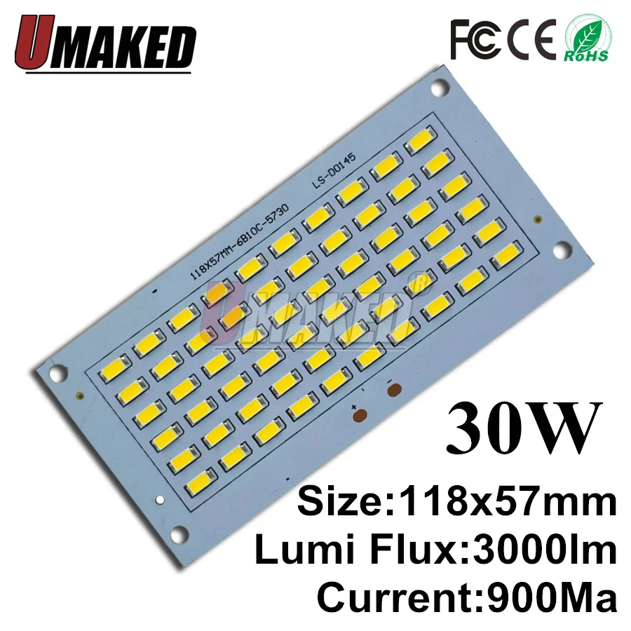 

Full power led floodlight source 30W SMD5730 chip, 118x57mm led aluminum PCB board, 3000lm warm white/ white for outdoor light