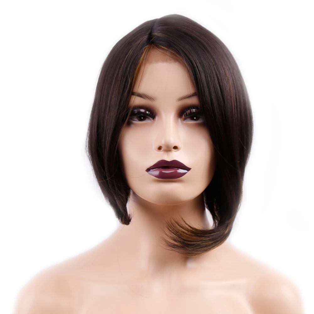 Amir Short Wigs for Women Straight Bob Wig Black Ombre Blonde Red Wig Cosplay Synthetic Lace Front Wigs for Girls bobo