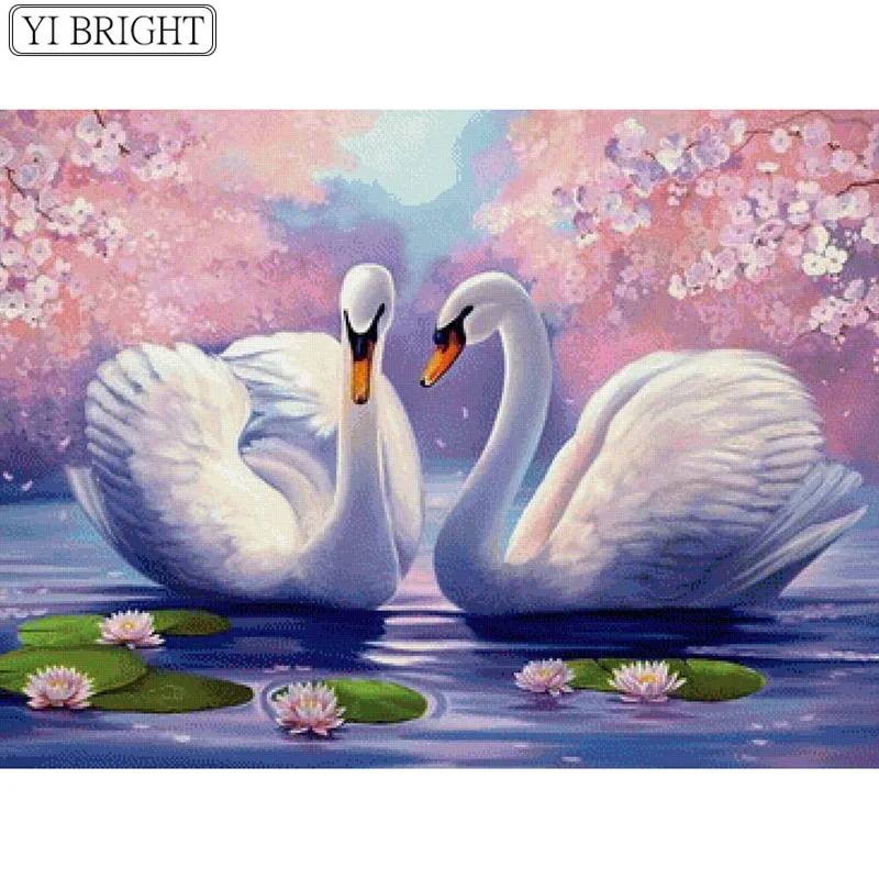 

5D DIY Full Square Diamond Painting Cross Stitch Swan couple 3D Diamond Embroidery Rhinestone Mosaic Home Decoration