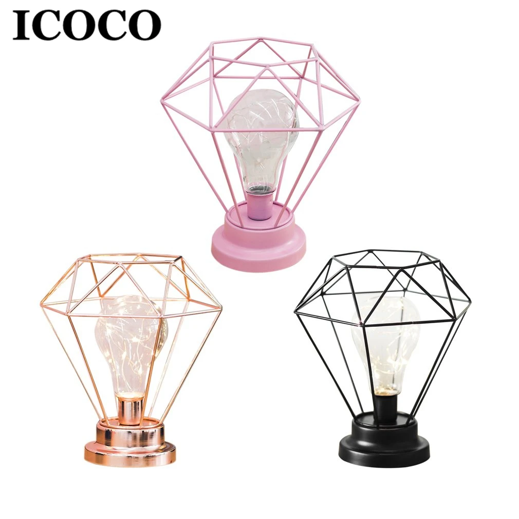 ICOCO Romantic Diamond Shape Desk Lamp Battery Powered ...