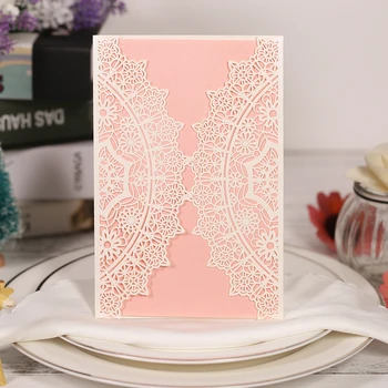 

10Pcs Laser Cut Wedding Invitation Cards Set Lace Pattern Cards Kit with Envelope Inner Sheet Wedding Bridal PartyDecoration