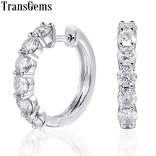 TransGems Platinum Plated Sterling Silver 1.8ctw 3.5mm H Color Moissanite Simulated Diamond hoop Earrings for Women Fine Jewelry