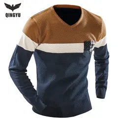 Мужской 2018 Для мужчин модные разноцветные свитер Для мужчин досуг тонкий тянуть Homme v-образным вырезом с длинными рукавами свитер пуловер XXL
