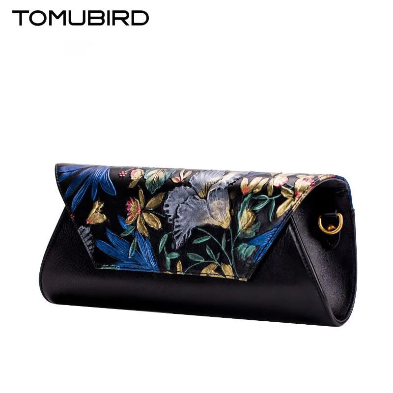 TOMUBIRD new Superior cowhide leather Embossing famous brand women bag fashion genuine leather handbags Clutch Envelope bag