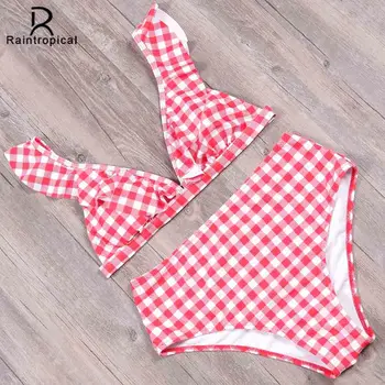 

Raintropical 2019 Sexy Halter High Waist Bikinis Women Swimwear Print Swimsuit Female Beach Wear Bikini Set Bathing Suit Biquini