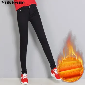 

Plus Velvet Thicker Women Jeans Warm High Waist Trousers Cowboy Pants Stretch Denim Jeans Pants Winter Pencil Jeans Plus Size