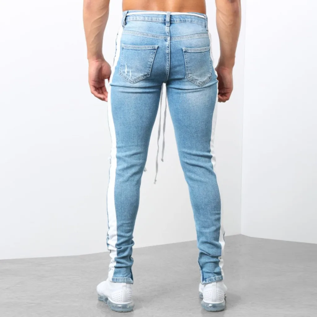 Повседневные мужские брюки, мужские модные джинсовые хлопковые прямые брюки с дырками, потертые джинсы, длинные брюки, pantalones hombre