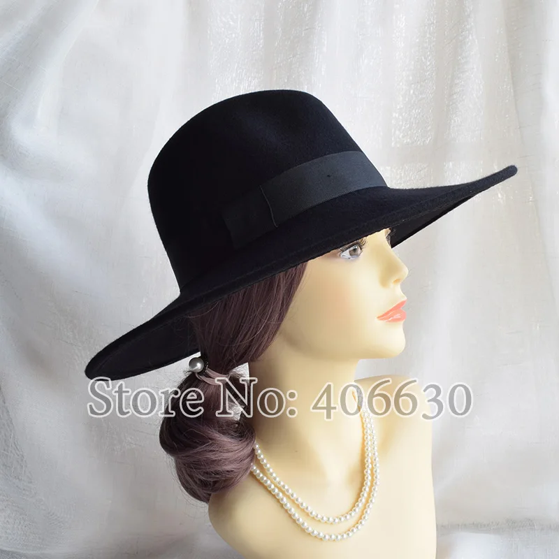 Зимняя черная шерстяная фетровая шляпа для женщин Chapeu Sun Beach Панама шляпа PWFR001