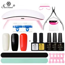 Saviland 3 Цветной Гель-лак на выбор и 6 Вт УФ светодиодный светильник дизайн ногтей гель лак Инструменты для ногтей Набор ногтей для маникюра