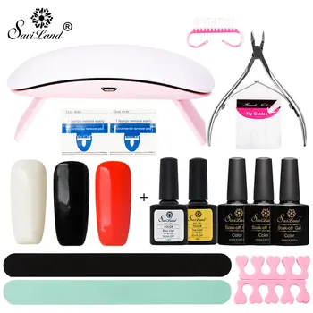 

Saviland 3 Colors Gel Polish for Choose & 6W UV LED Lamp Nail Art Design Nail Gel Varnish Nail Tools Manicure Nail Set