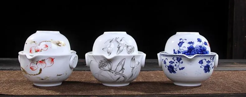 CJ226 чайный набор включает 1 чайник 1 чашку элегантный gaiwan красивый и легкий чайник синий и белый фарфоровый чайник