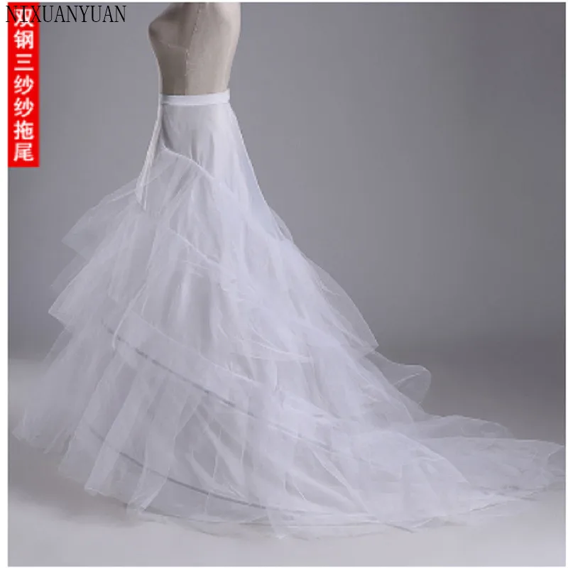 NIXUANYUAN/ ; Высококачественная белая юбка-американка с шлейфом и кринолиновой юбкой; 3 слоя для свадебных платьев; свадебные платья