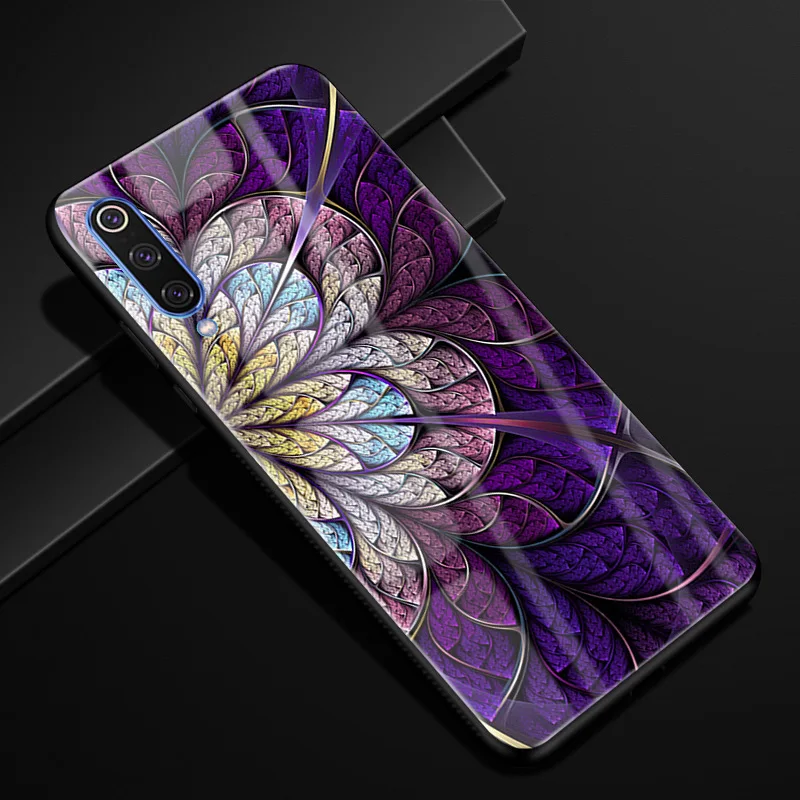 For Xiaomi mi 9 Case Tempered Glass Flower Cat Cover Hard Glass Back Case For Xiaomi Mi 9 Cover Coque Shell For Xiaomi mi9 Cases