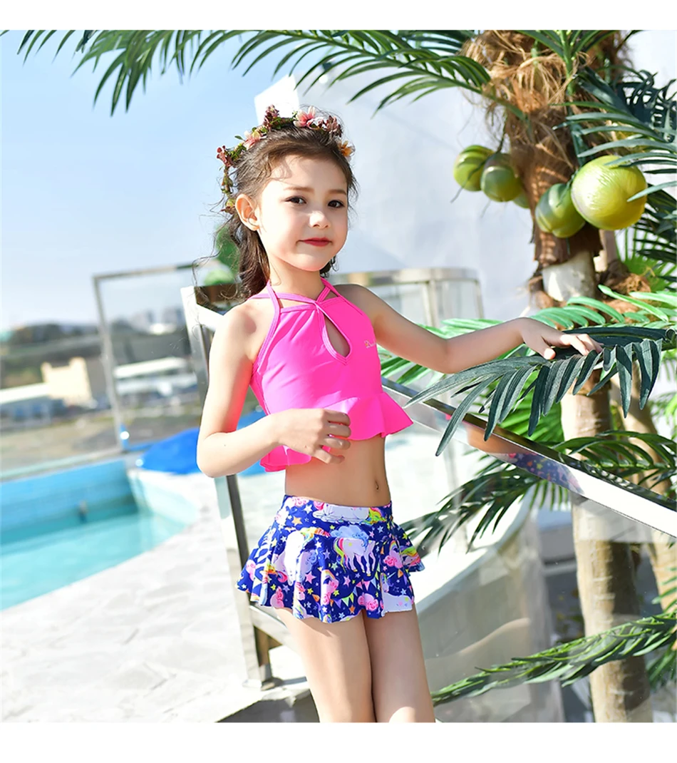Bikini New Childs Bow Split Type Girls Lovely Swimsuits Kid Swimwear