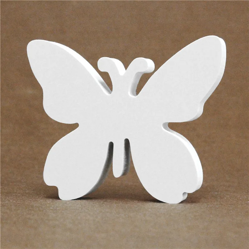 Толстые 15 мм белые деревянные буквы Английский алфавит слово Дизайн Искусство ремесло свободно стоящий сердце форма для свадьбы домашний декор - Color: Butterfly