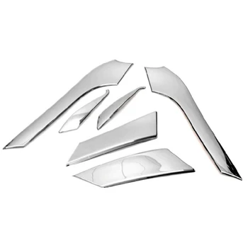 

Exterior Front Head Light Lamp Upper Eyelid Cover Trim ABS Chrome 6pcs For Toyota Land Cruiser Prado FJ150 2010-2013