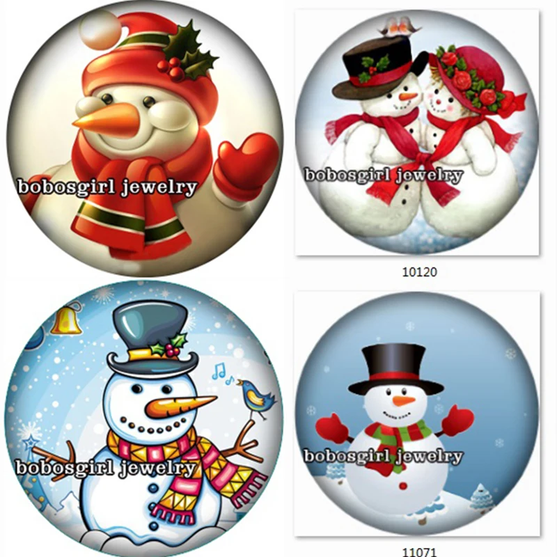 

SN1288 Christmas Snowman snap button Jewelry Charm photo glass cabochon