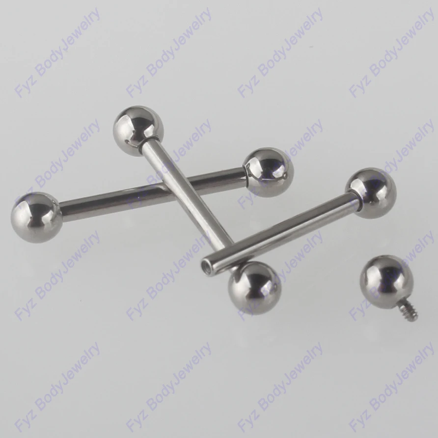 G23 Titanium Internal Thread Piercing Tongue Rings 16G 14G Barbell Ear