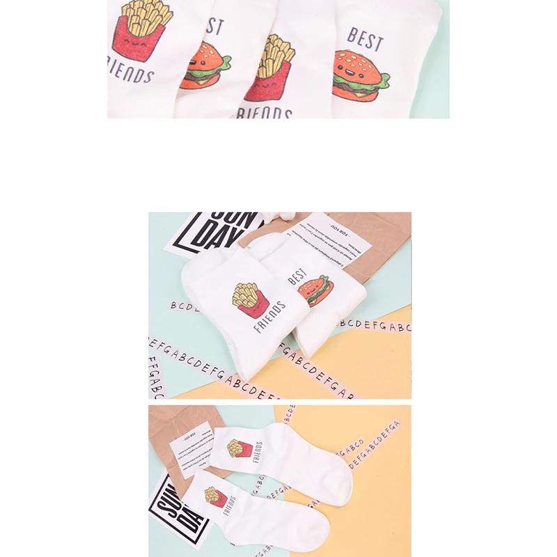 Женские хлопковые короткие носки Big Mac French Fries Best Friends King Max Salads Fat Burger Hamburger фаст фуд