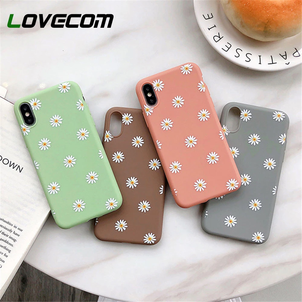 

LOVECOM Cute Floral Cartoon Animal Phone Case For iPhone X XS XS Max XR 6 7 8 Plus Soft TPU Protector Candy Color Cover Shell