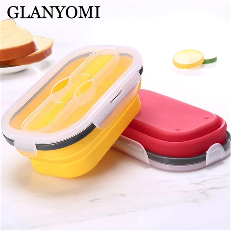 

Eco-friendly Silicone Portable Lunch Box Microwave Lunch Bento Boxes Adult Student Bento Box Colorful Folding Food Container