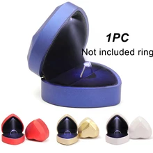 Светодиодный светильник, коробка для свадебных колец, держатель для свадебных колец, органайзер для свадебных украшений в форме сердца