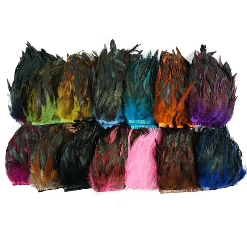 

Wholesale 1 yard/long 12-15 cm wide rooster feather DIY jewelry feather cloth belt dance decoration