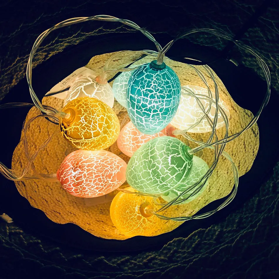 Пасхальные цветные яйца гирлянды Декоративные, светодиодные гирлянды сказочные огни Питание от батареи, пасхальные гирлянды День Led decoracion