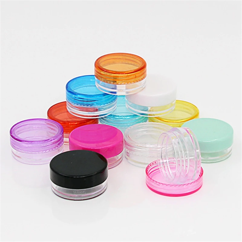 

3*3*1.5cm Cosmetic Sifter Jars Pot Box Nail Art Cosmetic Bead Storage Makeup Cream Box Plastic Container Round Bottle