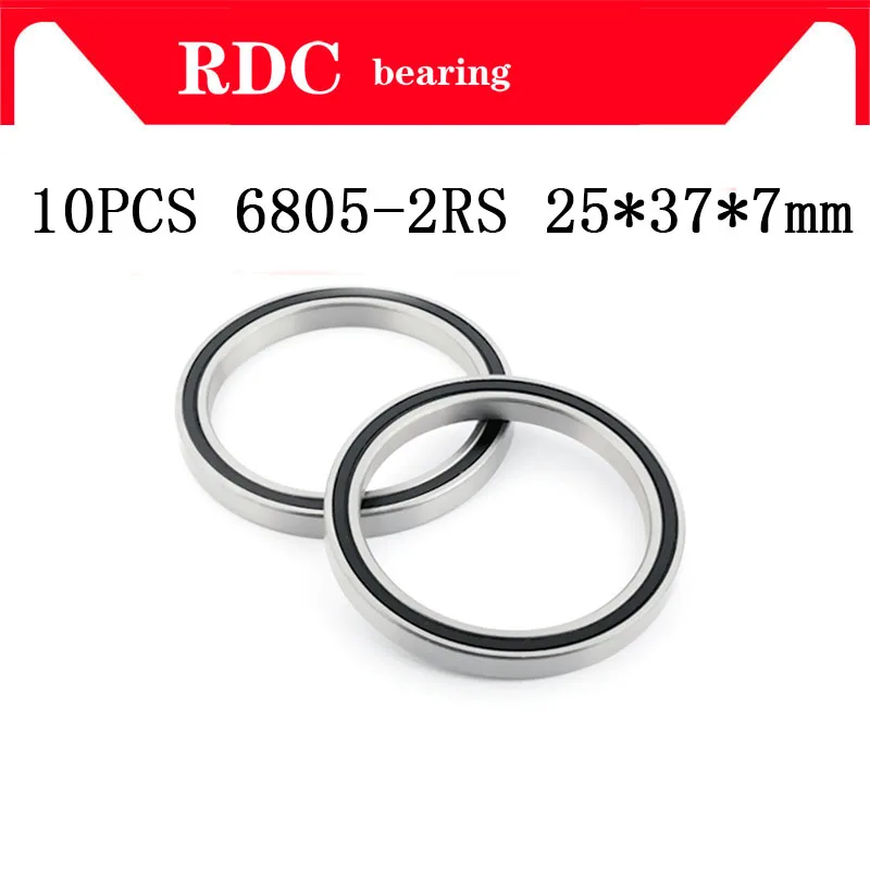 

Free Shipping 10PCS ABEC-5 6805-2RS High quality 6805RS 6805 2RS RS 25x37x7 mm Thin Wall Rubber seal Deep Groove Ball Bearing