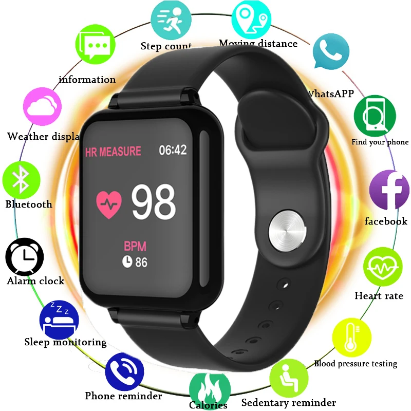 

Smart Watch B57 IP67 Waterproof Smartwatch Heart Rate Monitor Multiple Sport Model Fitness Tracker Man Women Wearable Devices