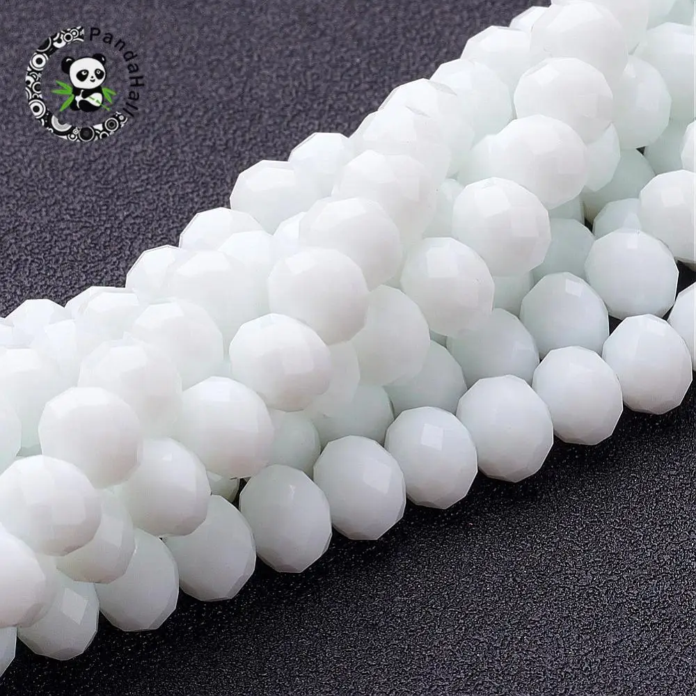 8x6mm WhiteSmoke Abacus Imitation Faceted Glass Beads Strands, Hole