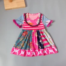 Осеннее розовое платье с цветами и пуговицами для девочек; Лидер продаж; Новое Стильное платье для подарка