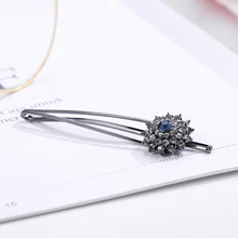 CHIMERA Vintage Rhinestone Hair Clips Fashion Crystal Flower Metal Bronze Side Hairpins Alloy Geometric Barrette for Women Girls charming fuax gem rhinestone geometric barrette set for women