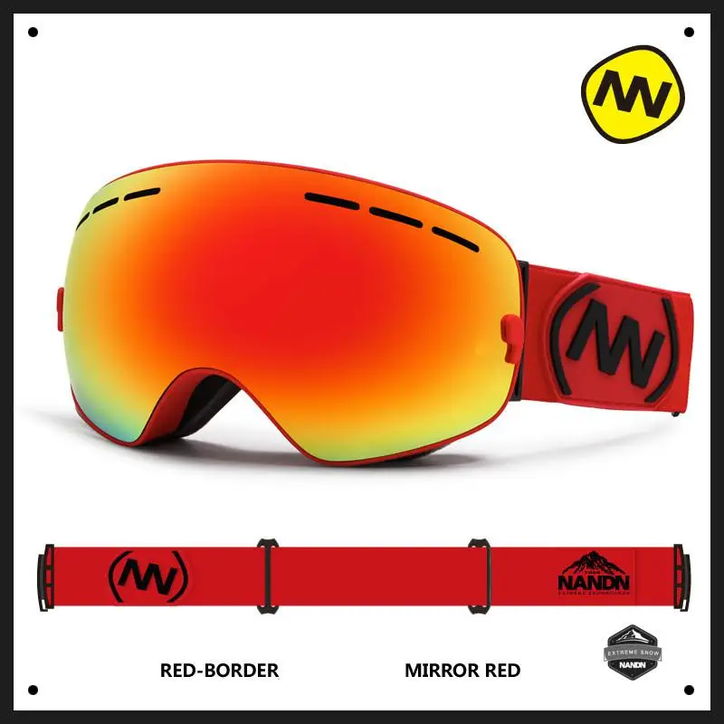 Уличные профессиональные женские лыжные очки с двойными линзами UV400, противотуманные лыжные очки, лыжная маска, мужские снежные очки, очки для сноубординга - Цвет: Red Red